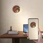 Lumendat Contemporary Creative Rotatable Moon Shadow Round Wood Grain Iron Aluminum LED Kids Wall Sconce Lamp For Bedroom Lumendat
