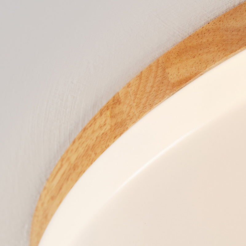 Modern Minimalist Round Wood Acrylic LED Flush Mount Ceiling Light for Living Room