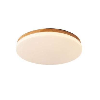 Modern Minimalist Round Wood Acrylic LED Flush Mount Ceiling Light for Living Room