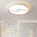 Traditional Chinese Round Square Rectangle Lotus Line Iron Acrylic Aluminum LED Flush Mount Ceiling Light For Living Room