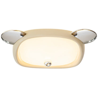 Contemporary Creative Kids Bear Iron Stainless Steel Resin Acrylic LED Flush Mount Ceiling Light For Bedroom
