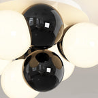 Contemporary Nordic Kids Iron Glass Ball Round Base 5-Light Semi-Flush Mount Ceiling Light For Bedroom