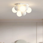 Contemporary Nordic Kids Iron Glass Ball Round Base 5-Light Semi-Flush Mount Ceiling Light For Bedroom