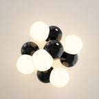 Contemporary Nordic Kids Iron Glass Ball Round Base 5-Light Semi-Flush Mount Ceiling Light For Bedroom