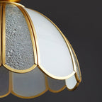 Modern Luxury Flower Cone Frosted Diamond Glass Brass Finish Frame 1/3-Light Semi-Flush Mount Ceiling Light For Living Room