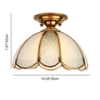 Modern Luxury Flower Cone Frosted Diamond Glass Brass Finish Frame 1/3-Light Semi-Flush Mount Ceiling Light For Living Room