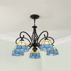 Traditional Tiffany Conical Stained Glass Iron Metal 3/5/6/8-light Chandelier for Living Room Lumendat