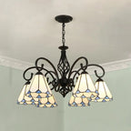 Traditional Tiffany Conical Stained Glass Iron Metal 3/5/6/8-light Chandelier for Living Room Lumendat