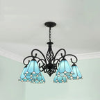 Traditional Tiffany Conical Stained Glass Iron Metal 3/5/6/8-light Chandelier for Living Room Lumendat