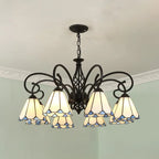 Traditional Tiffany Conical Stained Glass Iron Metal 3/5/6/8-light Chandelier for Living Room Lumendat