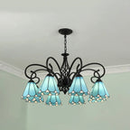 Traditional Tiffany Conical Stained Glass Iron Metal 3/5/6/8-light Chandelier for Living Room Lumendat