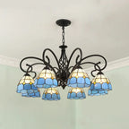 Traditional Tiffany Conical Stained Glass Iron Metal 3/5/6/8-light Chandelier for Living Room Lumendat