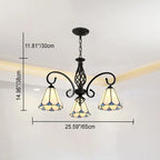 Traditional Tiffany Conical Stained Glass Iron Metal 3/5/6/8-light Chandelier for Living Room Lumendat