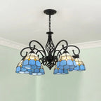 Traditional Tiffany Conical Stained Glass Iron Metal 3/5/6/8-light Chandelier for Living Room Lumendat