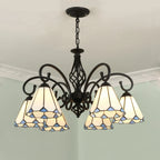 Traditional Tiffany Conical Stained Glass Iron Metal 3/5/6/8-light Chandelier for Living Room Lumendat