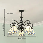 Traditional Tiffany Conical Stained Glass Iron Metal 3/5/6/8-light Chandelier for Living Room Lumendat