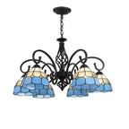 Traditional Tiffany Conical Stained Glass Iron Metal 3/5/6/8-light Chandelier for Living Room Lumendat