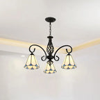 Traditional Tiffany Conical Stained Glass Iron Metal 3/5/6/8-light Chandelier for Living Room Lumendat