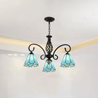 Traditional Tiffany Conical Stained Glass Iron Metal 3/5/6/8-light Chandelier for Living Room Lumendat
