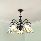 Traditional Tiffany Conical Stained Glass Iron Metal 3/5/6/8-light Chandelier for Living Room Lumendat