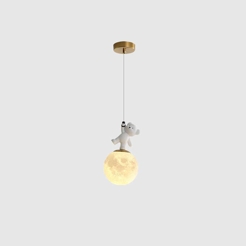 Lumendat Contemporary Creative Kids Cartoon Resin Bear PLA Shade LED Pendant Light For Bedroom Lumendat