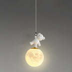 Lumendat Contemporary Creative Kids Cartoon Resin Bear PLA Shade LED Pendant Light For Bedroom Lumendat