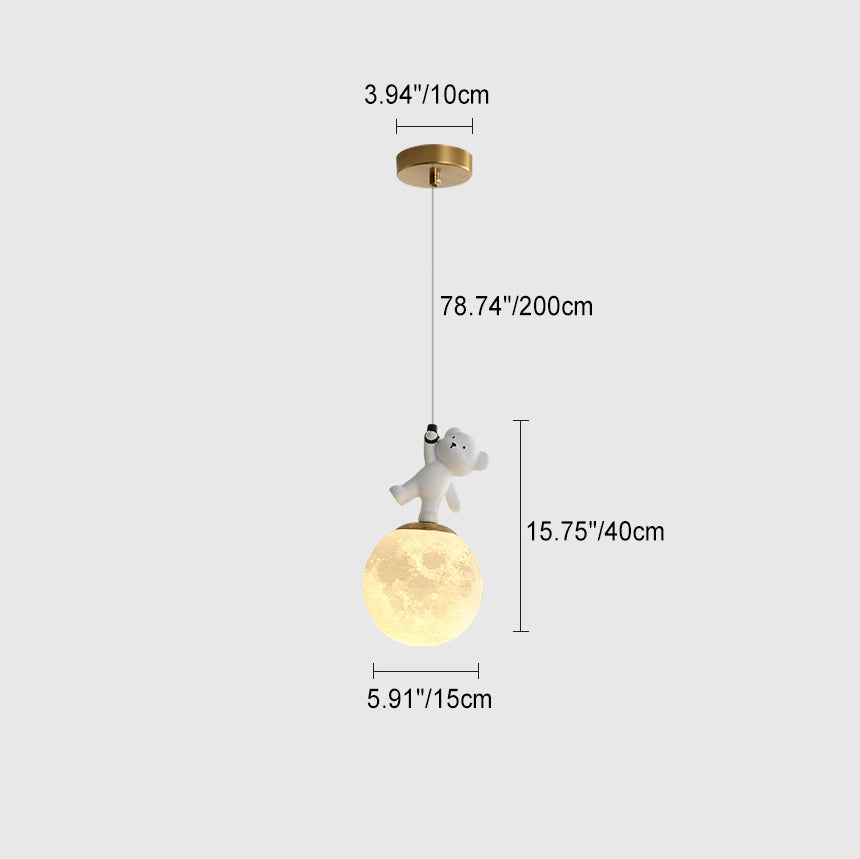 Lumendat Contemporary Creative Kids Cartoon Resin Bear PLA Shade LED Pendant Light For Bedroom Lumendat