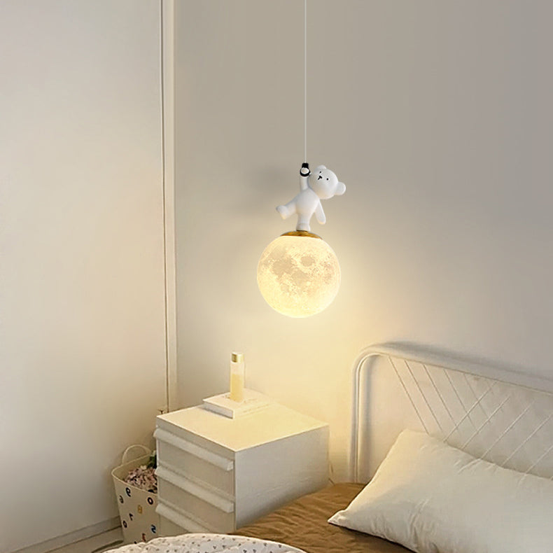 Lumendat Contemporary Creative Kids Cartoon Resin Bear PLA Shade LED Pendant Light For Bedroom Lumendat