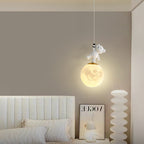 Lumendat Contemporary Creative Kids Cartoon Resin Bear PLA Shade LED Pendant Light For Bedroom Lumendat
