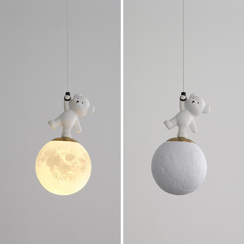 Lumendat Contemporary Creative Kids Cartoon Resin Bear PLA Shade LED Pendant Light For Bedroom Lumendat