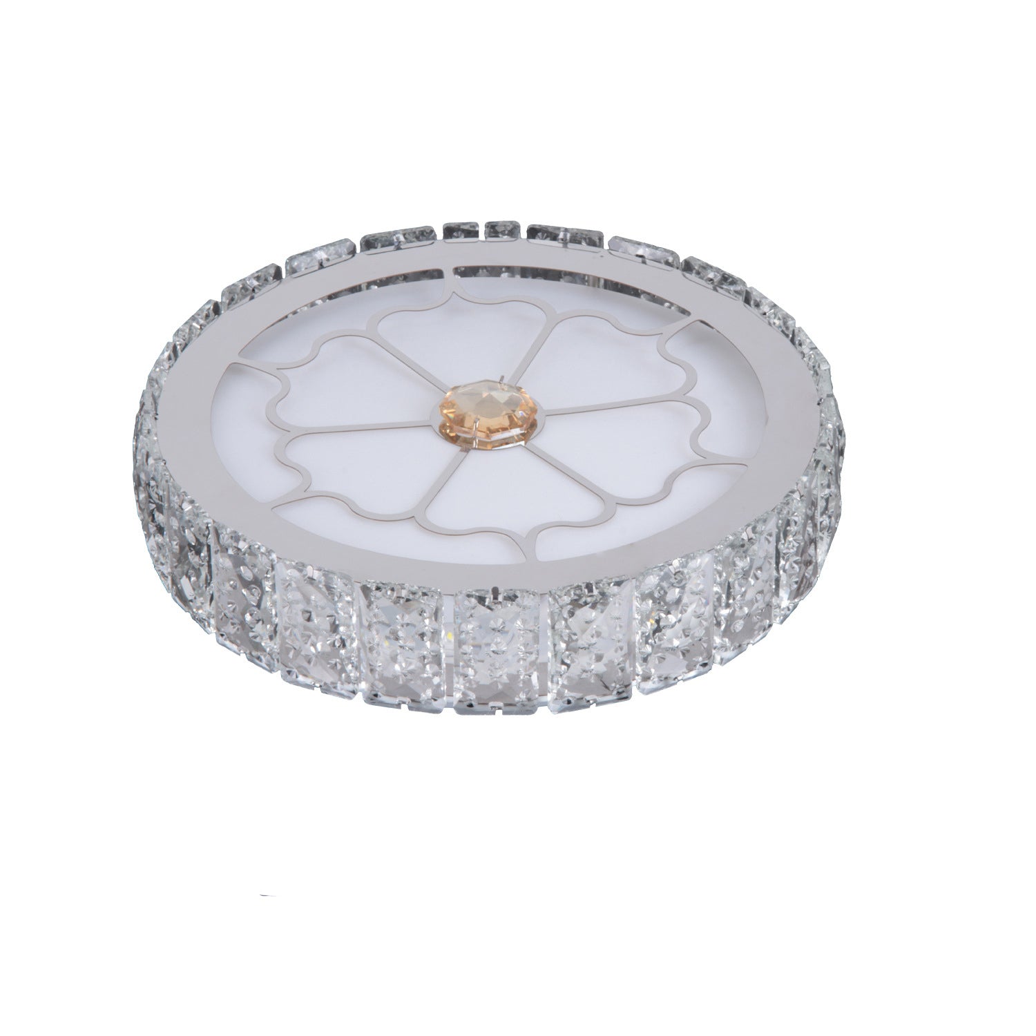 Modern Luxury Round Aluminum Crystal LED Flush Mount Ceiling Light For Living Room