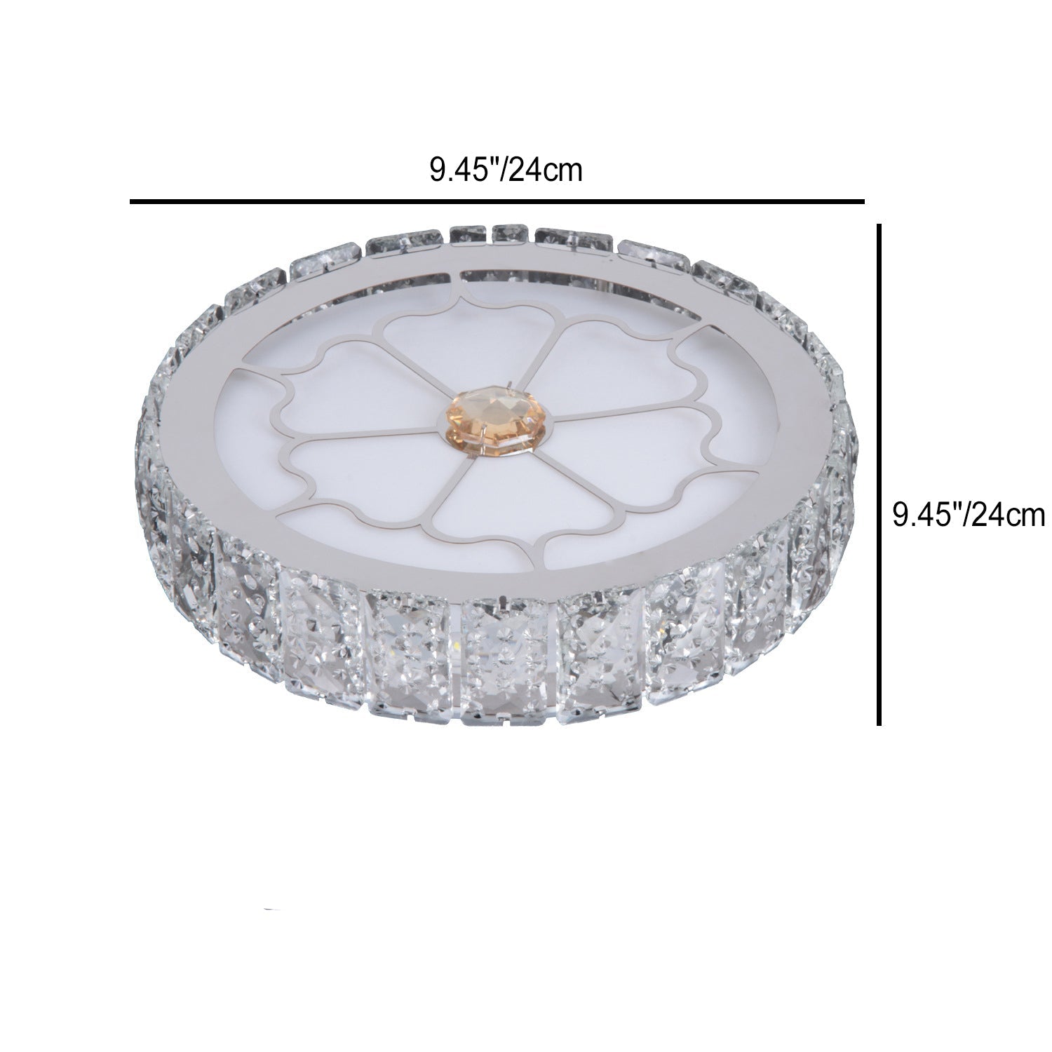 Modern Luxury Round Aluminum Crystal LED Flush Mount Ceiling Light For Living Room