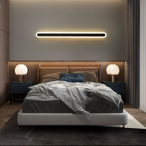 Modern Minimalist Rectangle Long Line Iron Acrylic LED Wall Sconce Lamp For Living Room