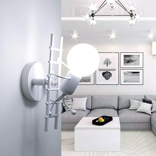 Contemporary Creative Humanoid Ladder Iron 1-Light Wall Sconce Lamp For Living Room