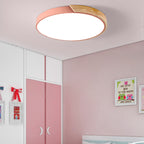 Modern Minimalist Round Macaron Iron Wood Acrylic LED Flush Mount Ceiling Light For Living Room Lumendat