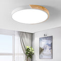 Modern Minimalist Round Macaron Iron Wood Acrylic LED Flush Mount Ceiling Light For Living Room Lumendat