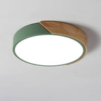 Modern Minimalist Round Macaron Iron Wood Acrylic LED Flush Mount Ceiling Light For Living Room Lumendat