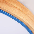 Modern Minimalist Round Macaron Iron Wood Acrylic LED Flush Mount Ceiling Light For Living Room Lumendat