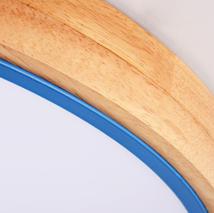 Modern Minimalist Round Macaron Iron Wood Acrylic LED Flush Mount Ceiling Light For Living Room Lumendat