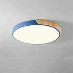 Modern Minimalist Round Macaron Iron Wood Acrylic LED Flush Mount Ceiling Light For Living Room Lumendat