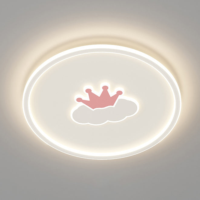 Lumendat Contemporary Creative Kids Cartoon Love Crown Sun Round Iron Acrylic LED Flush Mount Ceiling Light For Bedroom Lumendat