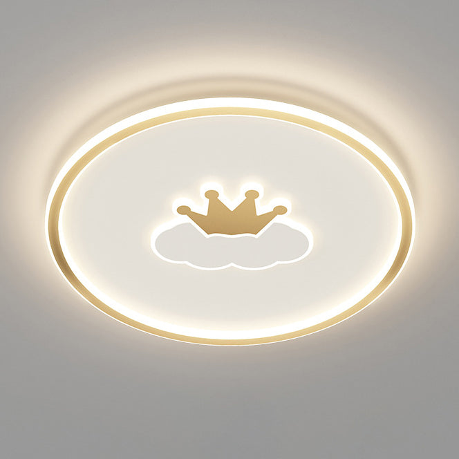 Lumendat Contemporary Creative Kids Cartoon Love Crown Sun Round Iron Acrylic LED Flush Mount Ceiling Light For Bedroom Lumendat