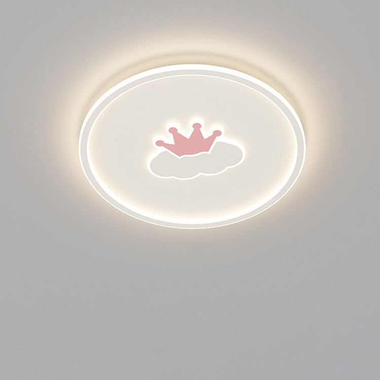 Lumendat Contemporary Creative Kids Cartoon Love Crown Sun Round Iron Acrylic LED Flush Mount Ceiling Light For Bedroom Lumendat