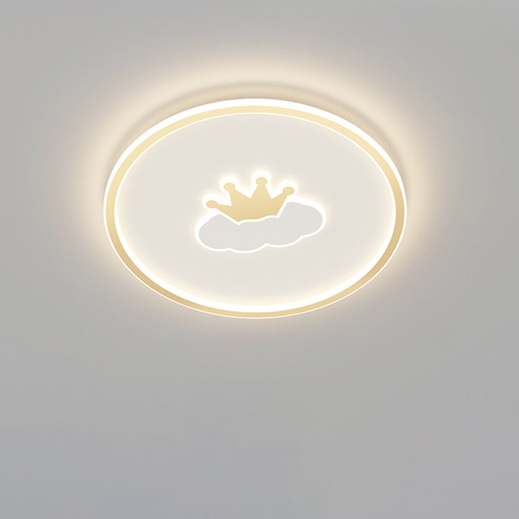 Lumendat Contemporary Creative Kids Cartoon Love Crown Sun Round Iron Acrylic LED Flush Mount Ceiling Light For Bedroom Lumendat