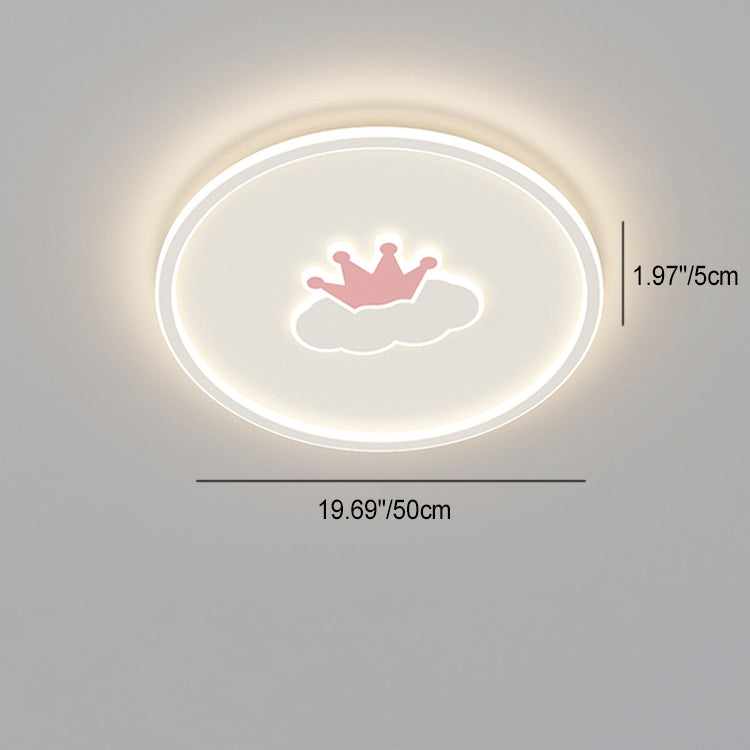 Lumendat Contemporary Creative Kids Cartoon Love Crown Sun Round Iron Acrylic LED Flush Mount Ceiling Light For Bedroom Lumendat