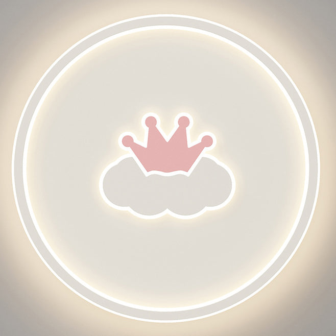 Lumendat Contemporary Creative Kids Cartoon Love Crown Sun Round Iron Acrylic LED Flush Mount Ceiling Light For Bedroom Lumendat