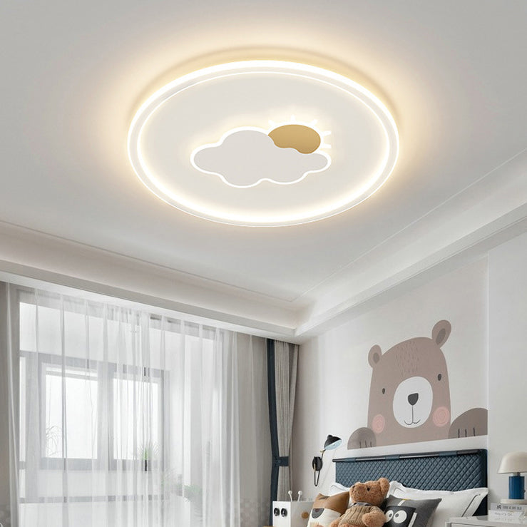 Lumendat Contemporary Creative Kids Cartoon Love Crown Sun Round Iron Acrylic LED Flush Mount Ceiling Light For Bedroom Lumendat