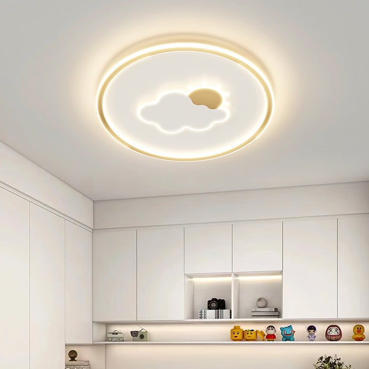 Lumendat Contemporary Creative Kids Cartoon Love Crown Sun Round Iron Acrylic LED Flush Mount Ceiling Light For Bedroom Lumendat