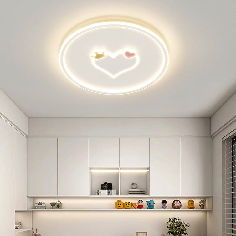 Lumendat Contemporary Creative Kids Cartoon Love Crown Sun Round Iron Acrylic LED Flush Mount Ceiling Light For Bedroom Lumendat