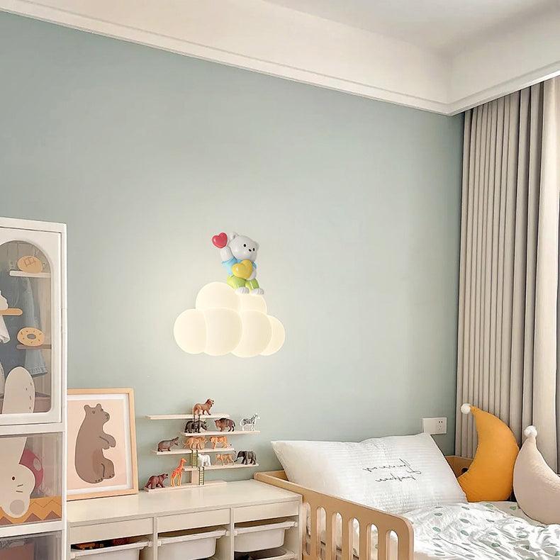 Lumendat Contemporary Creative Cloud Angel Rabbit Iron PE LED Kids Wall Sconce Lamp For Bedroom Lumendat